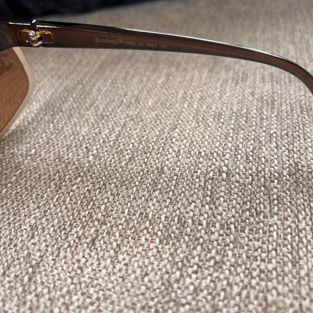 Chanel Rhinestone Brown and Silver Women's Sunglasses - Picture 4 of 8